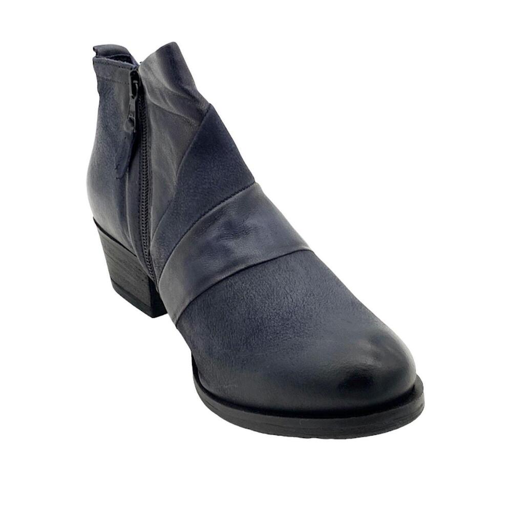 Miz Mooz Leather Cut-Out Ankle Boots Burlington Midnight - Wide